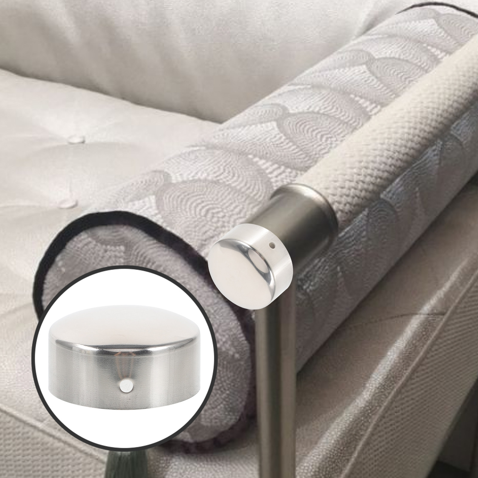 2Pcs Professional Stainless Steel Handrail End Caps No-Burr Smooth Finish Screw-Secured for Shopping Malls Schools Office Stair