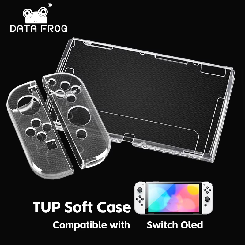 Data FrogTPU soft transparent shell protective case clear frame protector case for switch oled game console accessories