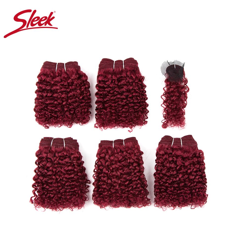 Elegante Duplo Desenhado 30 #   Vermelho borgonha 99j cor curto indiano kinky encaracolado pacotes com clocure barato 5 pacotes de cabelo remy extenso
