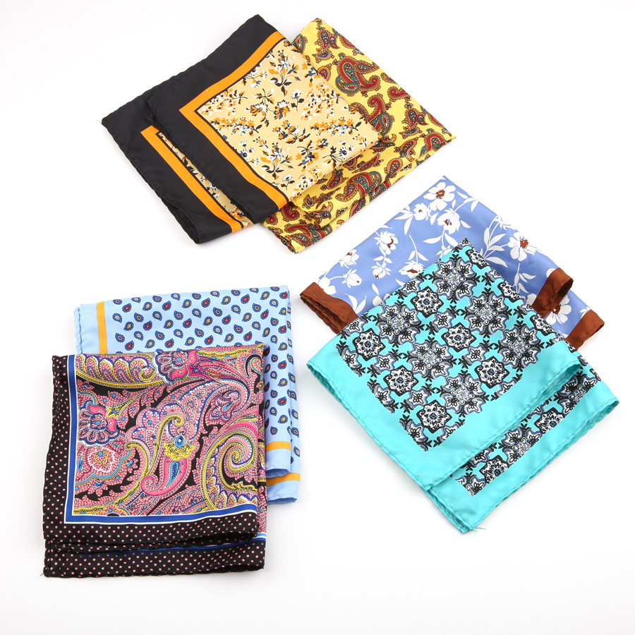 Lenço floral vintage de 28cm, terno masculino, bolso formal, quadrado, seda, paisley, senhoras, pulseira de viagem, acessórios, cachecol