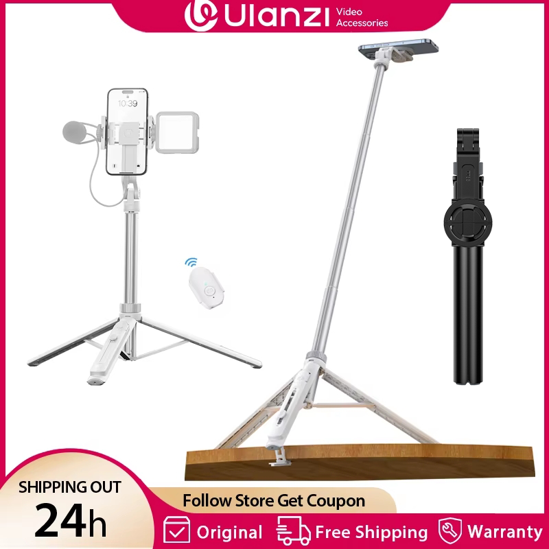 Ulanzi TT88 1.44M オーバーヘッド自撮り棒電話三脚 磁気クランプ付き ワイヤレスリモート延長三脚 ライブストリーミングVlog用