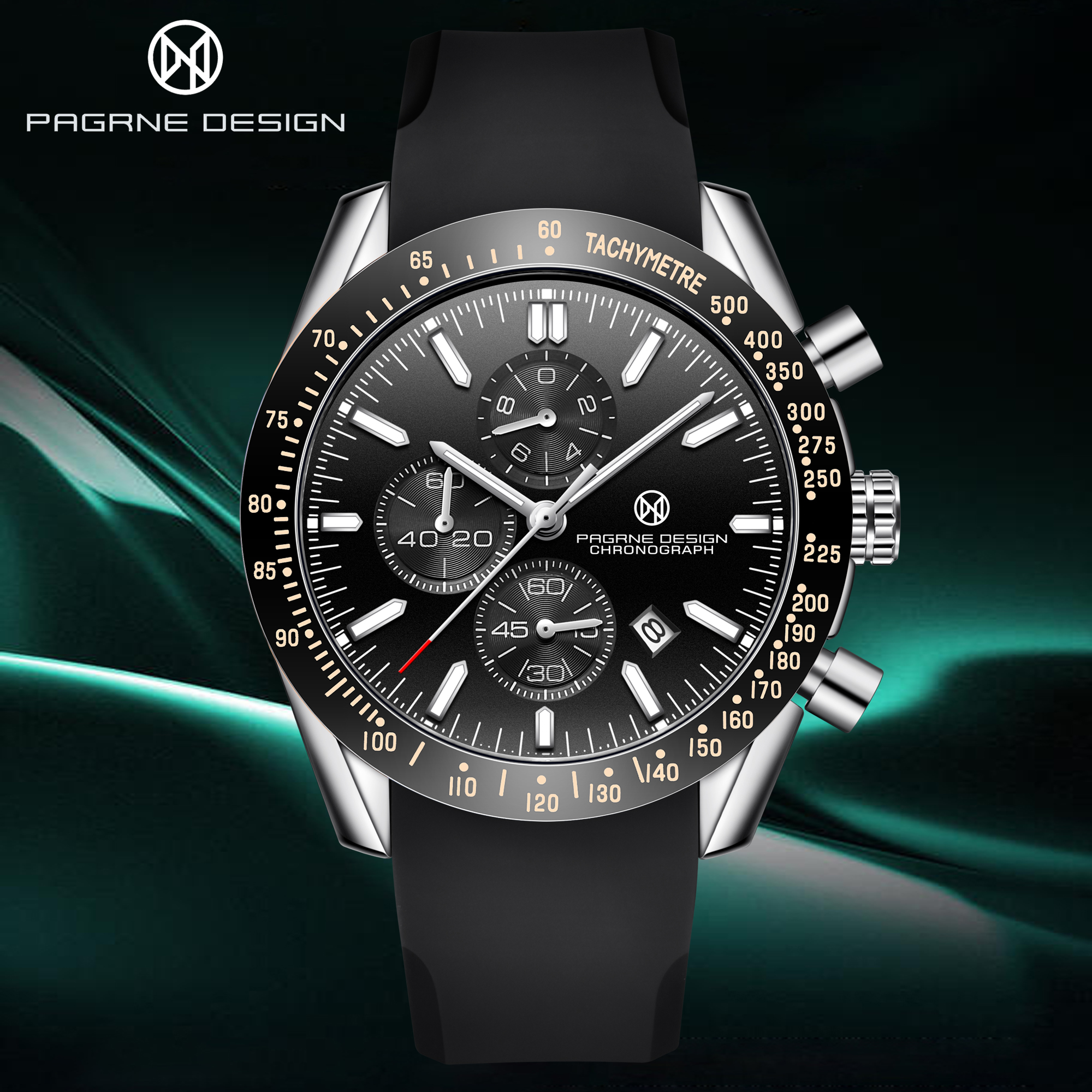 Relógio de Quartzo Masculino PAGANI DESIGN Novo de 45mm com Pulseira de Borracha, Relógio de Luxo Masculino, Moda Casual Esportiva, Relógio Masculino