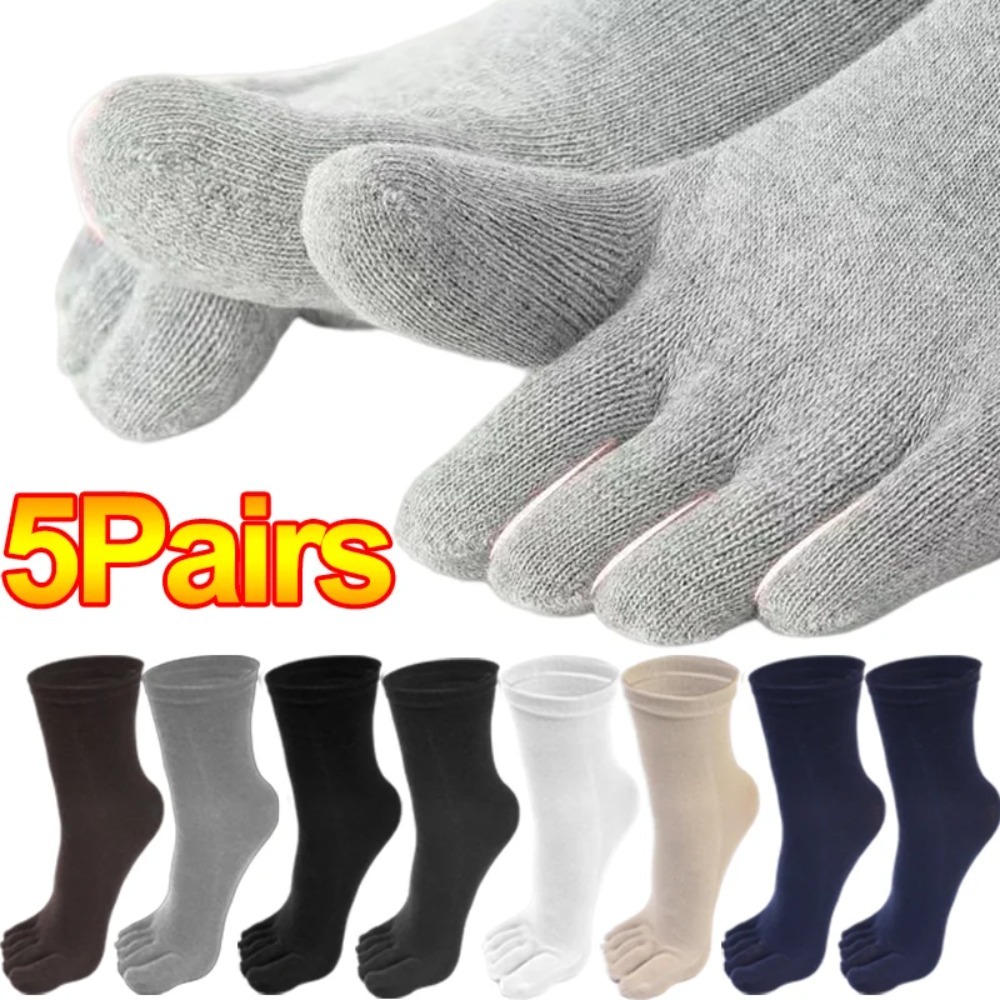 NOUVEAU Lot de 1/5 paires de chaussettes à cinq doigts en coton respirant, unisexe, pour le sport, la course, absorbant la transpiration, antibactériennes, montantes à la cheville