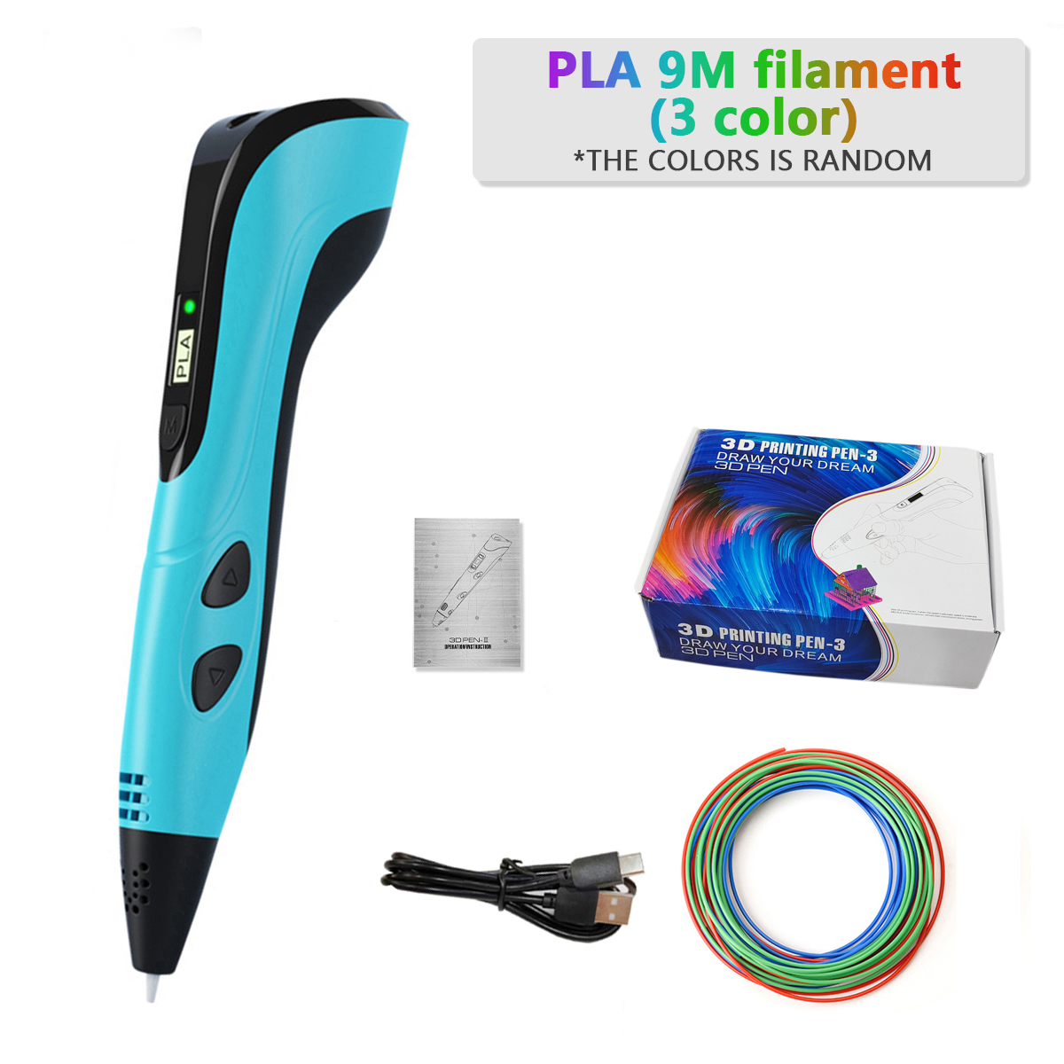 2022 novo conjunto de caneta de impressão 3d para crianças crianças aniversário da criança natal criativo diy presente display lcd com filamento pla