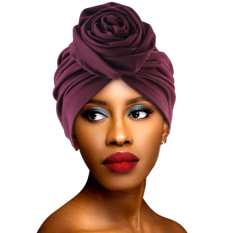 Grande Flor Turbante Bonnet Mulheres Muçulmano Hijab Caps Senhoras Bandana Chemo Cap Chapéu Africano Festa de Casamento Headpiece Turbante Mujer