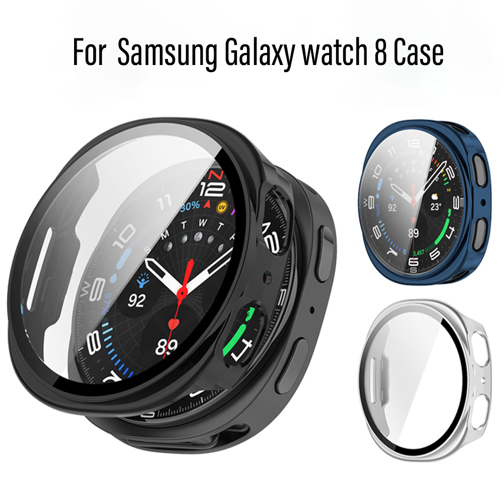 Gehard Glas + Case voor Samsung Galaxy Horloge 8 40mm 44mm 3DFull PC cover bumper screen protector shell + film horloge 8 Accessoires