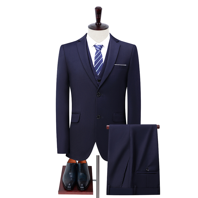 Terno Masculino Elegante de Alta Qualidade 2026 para Primavera/Outono, Casual Inteligente, Conjunto de Três Peças Versátil e Moderno com Dois Botões para Negócios e Casamentos