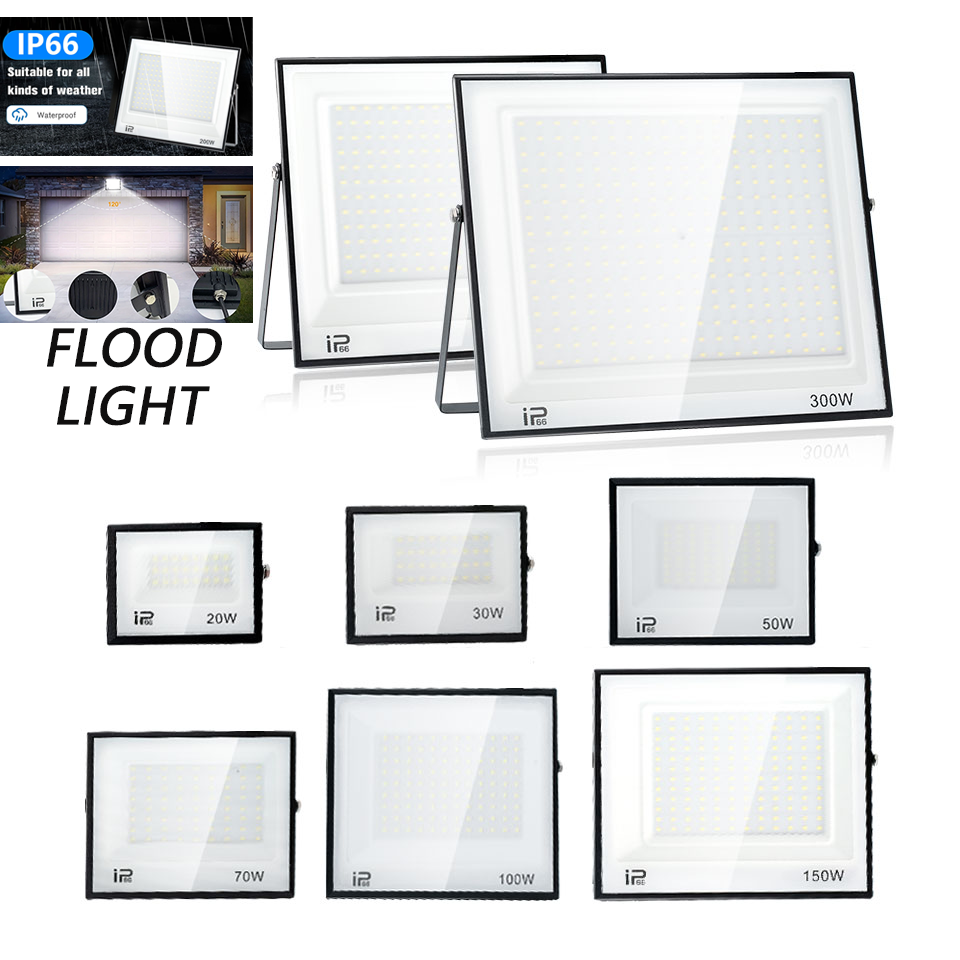 Holofote LED IP66 à prova d'água AC220V 110V Refletor externo 20W 30W 50W 70W 100W 150W 200W 300W Refletor de iluminação externa