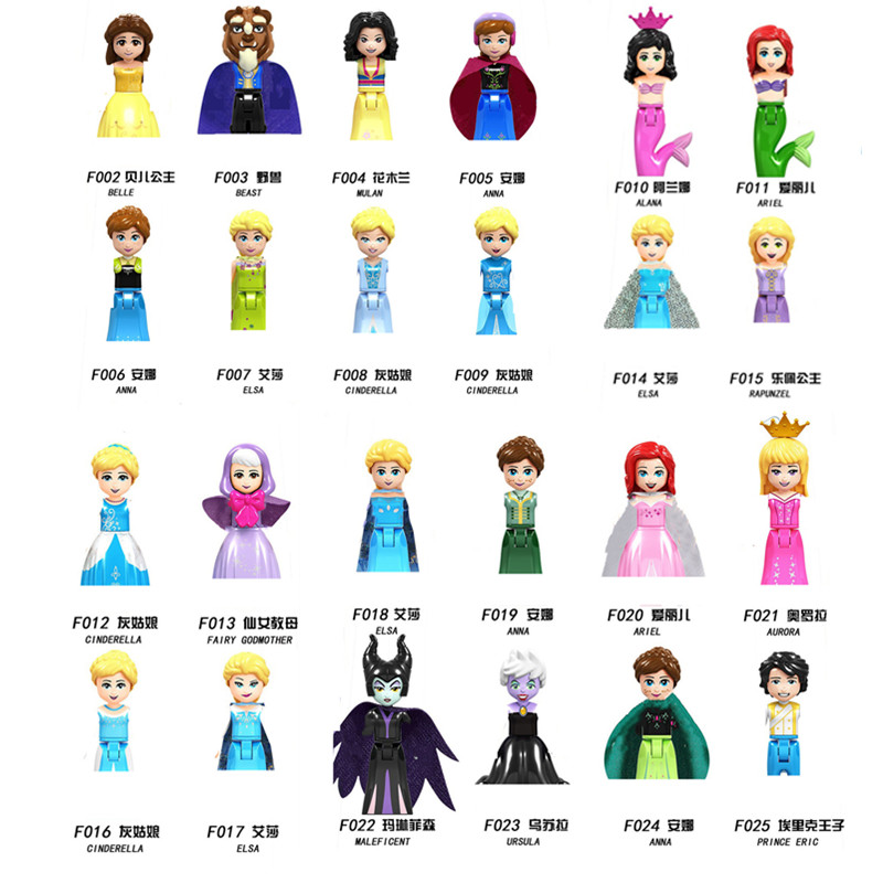 Słynny film klocki Anna Elsa księżniczka książę figurki dziewczyna klocki edukacyjne zabawki dla dzieci F002-F025