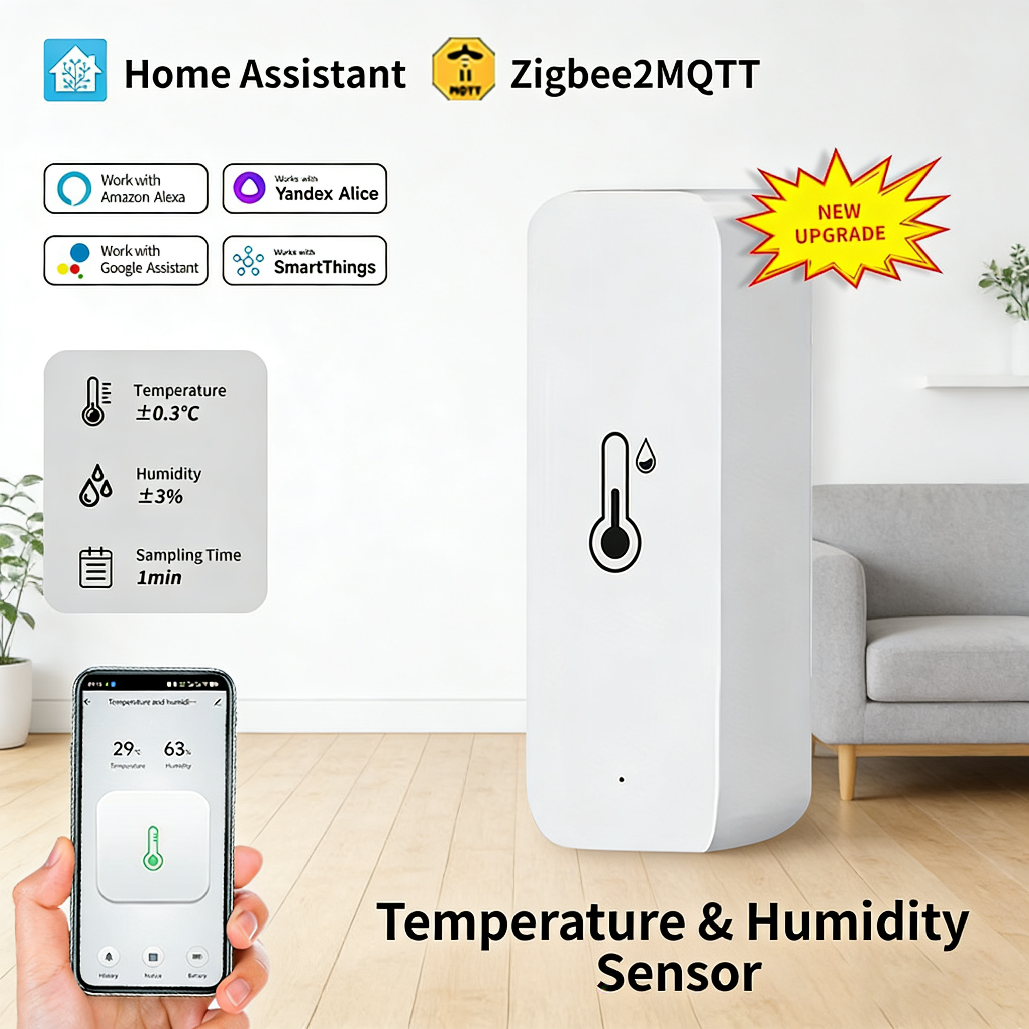 Tuya Zigbee 3.0 2MQTT スマート温度湿度センサー高精度湿度計温度計ホームアシスタントオートメーション用