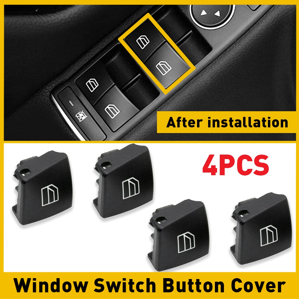 Tapa de cubierta de botón de interruptor de ventana eléctrica de coche, color negro, para mercedes-benz Clase C W204 S204 W212 A207 A-Klasse W176 W246 C117 X166, 4 Uds.