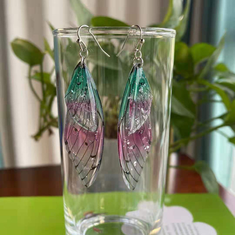 Серьги-подвески Minar Fairy Clear Gradient Resin Simulation Wing для женщин, блестящие серьги-бабочки со стразами, модные украшения 2024