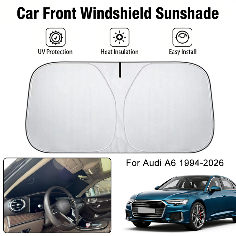Penutup Kerai Kaca Depan Mobil untuk Audi A6 1994-2026 Aksesori Pelindung Matahari Interior Otomatis Insulasi Panas Blok UV
