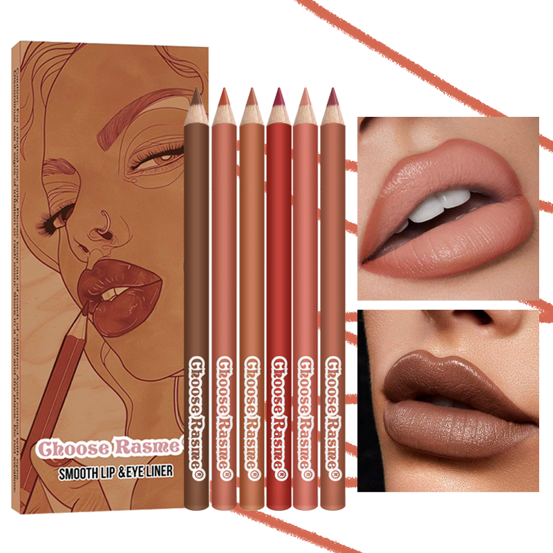6 stks Lip Liner Pen 6 Kleuren Waterdicht En Zweetbestendig Niet Gemakkelijk Te Vervagen non-stick Cup Naakt Lippenstift Potlood SET