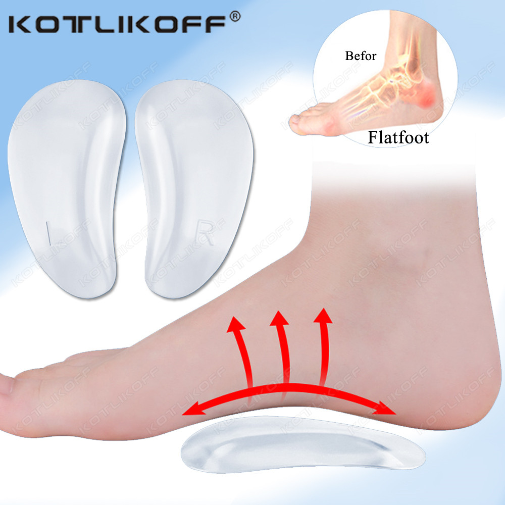 Piedi plantari per la cura del piede Comfort Dolore Solette ortopediche in silicone per scarpe Piedi piatti da donna Supporto per arco plantare Cuscinetti autoadesivi