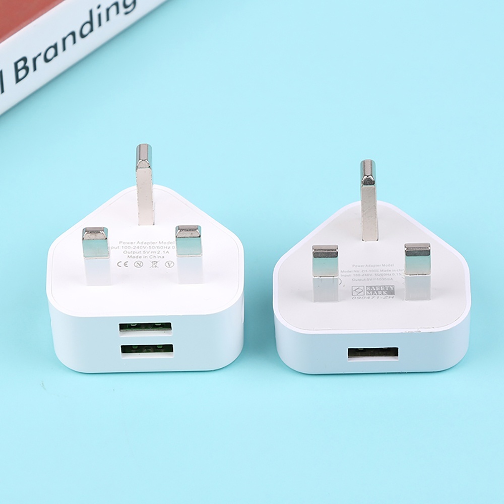 Universeller UK-Stecker 3-Pin-Wandladegerät mit 1/2 USB-Anschlüssen zum Aufladen für iPhone 11, Samsung, Huawei, Xiaomi.