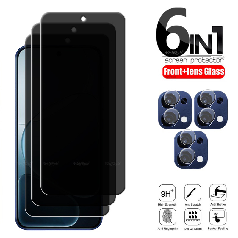 6in1 Voor OPPO A6 Pro 5G Glas OPPO A6 Pro 5G Global Gehard Glas 9H Privacy Anti-Spy Screen Protector OPPO A6 Pro 5G Len Glas