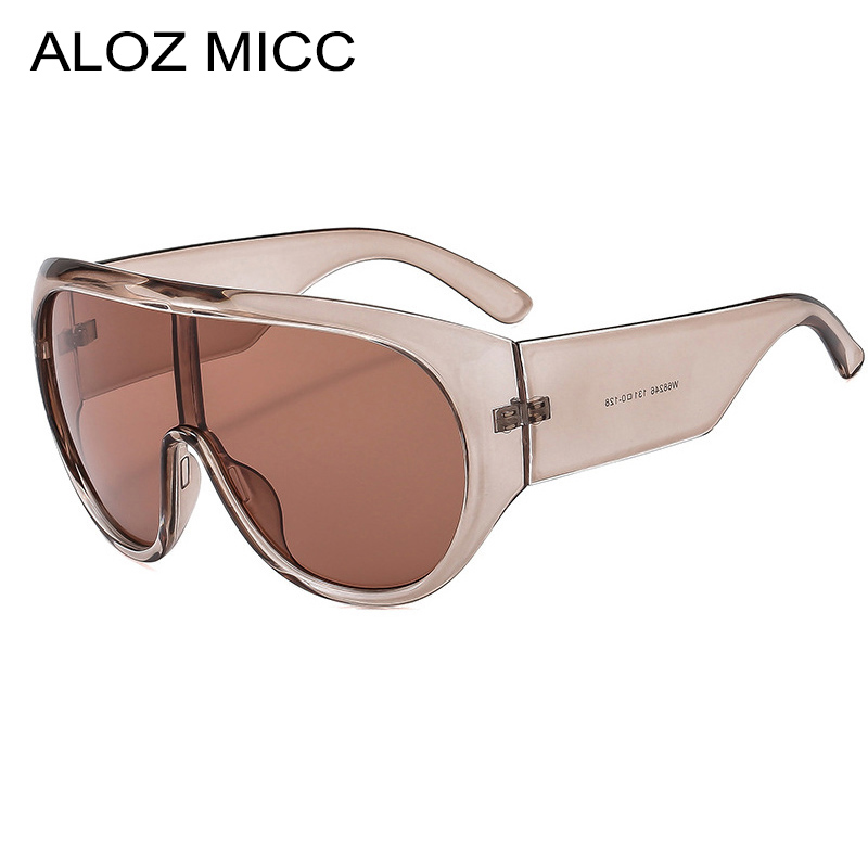 Luxury Oversized Pilot Sunglasses Unisex Retro Brown Shades UV400 Punk Style One Piece Design for Men And Women