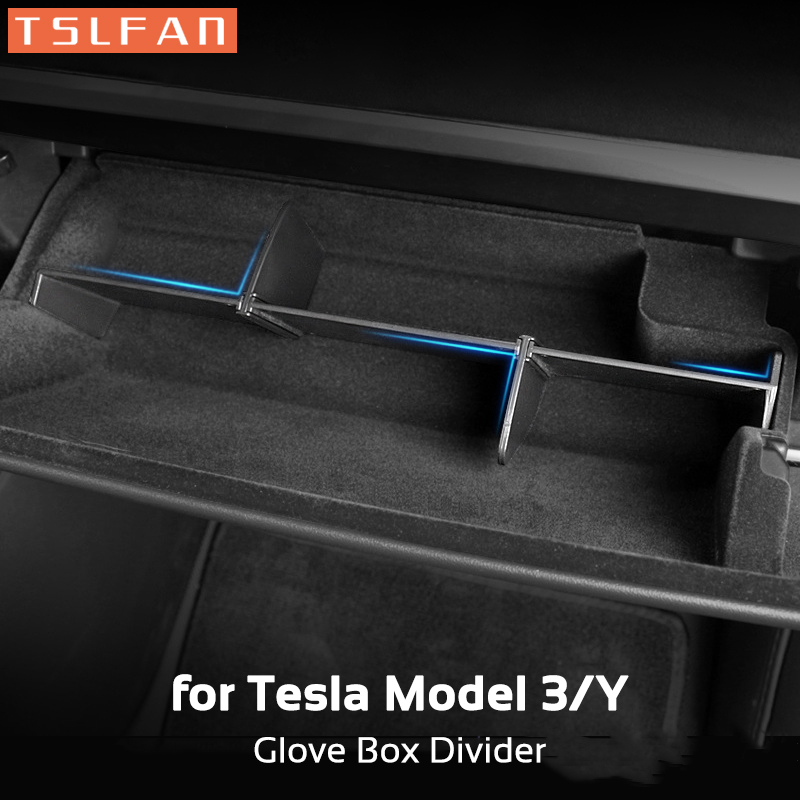 Per Tesla Modello Y 3 2020-2023 LHD Guanti Box Divisori Organizzatore Partición Piastre Supporto di Stoccaggio Guanti Contenitore Accessori Auto