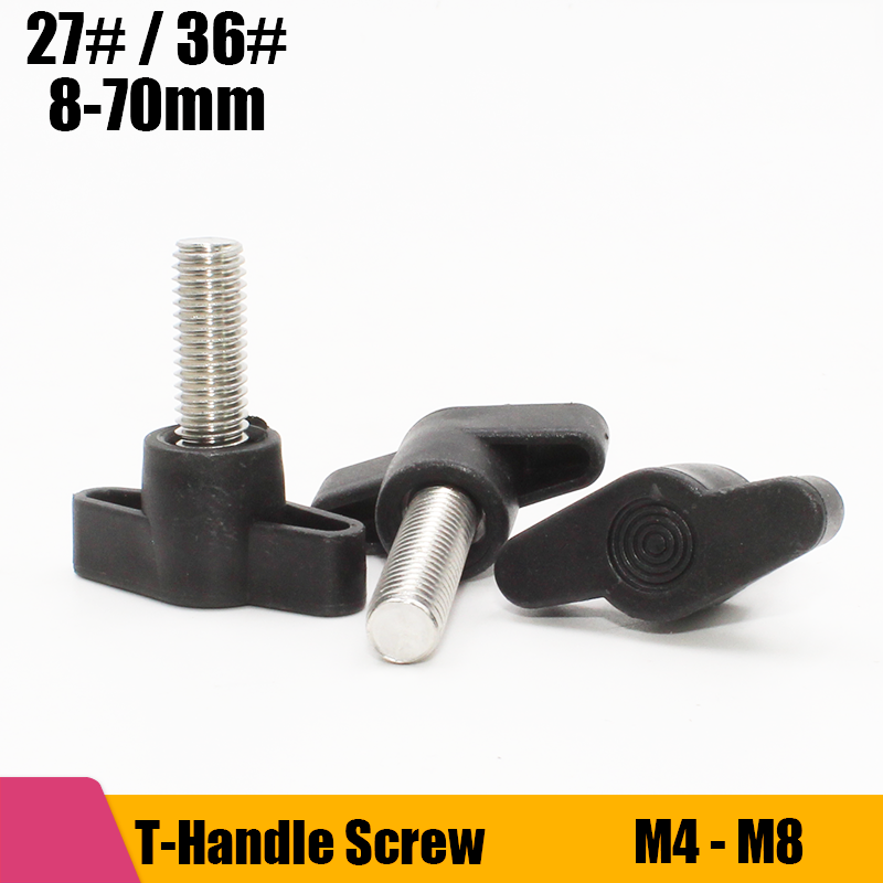 T-Handle Screw 2/4pcs M4 M5 M6 M8 304 Stainless Steel Plum Bakelite Hand Tighten Screw / Butterfly Plastic Head Hand Knob Screw