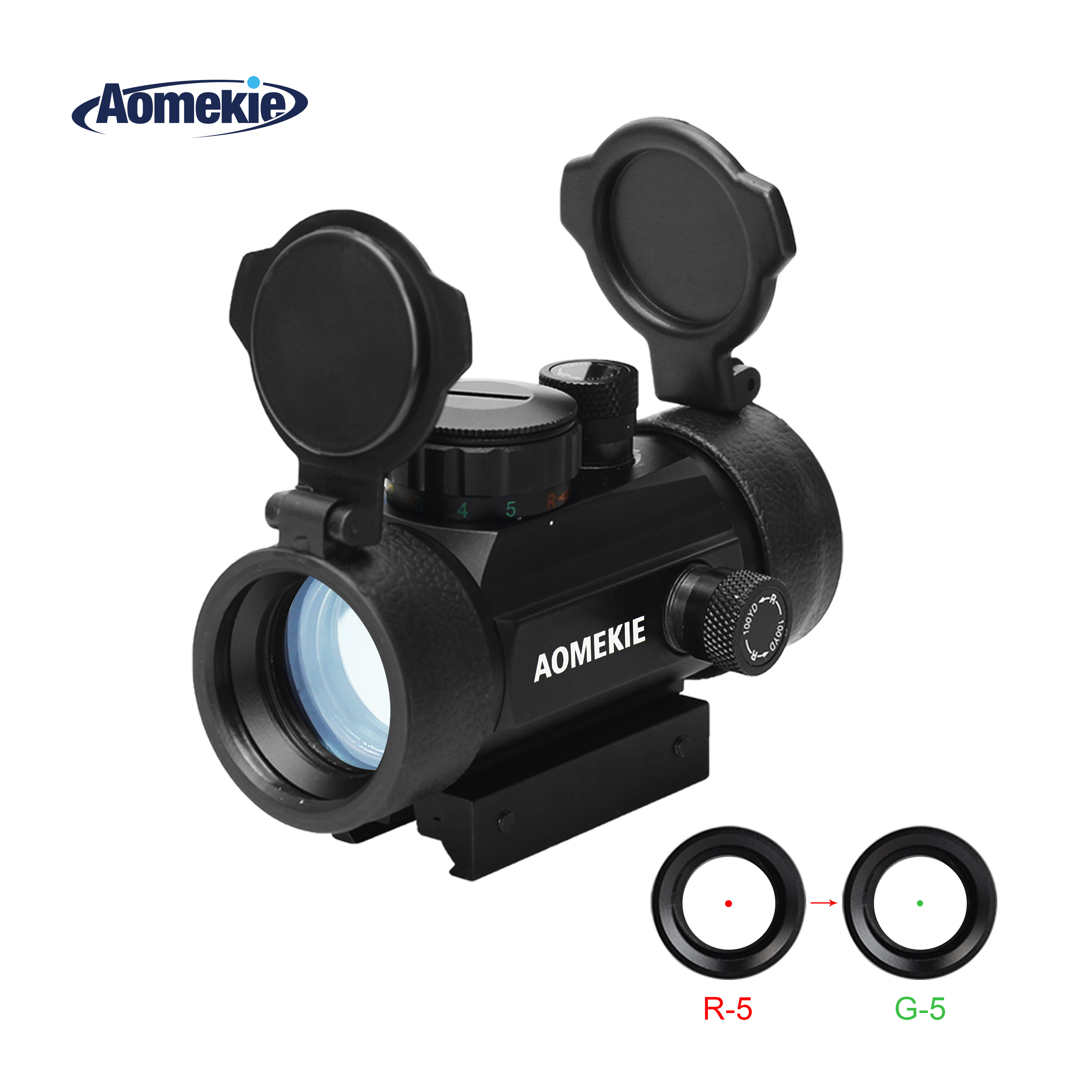 AOMEKIE luneta celownicza Airsoft Red Dot Sight refleksyjna luneta celownicza 1X30mm obiektyw FMC z mocowaniem na szynie 22mm/11mm