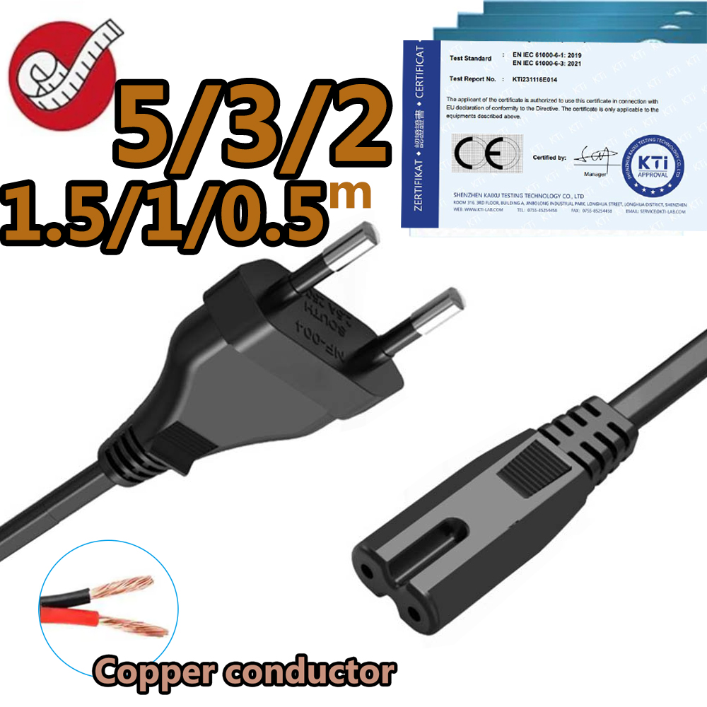 EU-Stromkabel Euro Europäisches Netzkabel EU-Stecker CEE 7/16 zu IEC 60320 C7 Figur-8-Stromkabel für PS5 PS4 Xbox HDTV