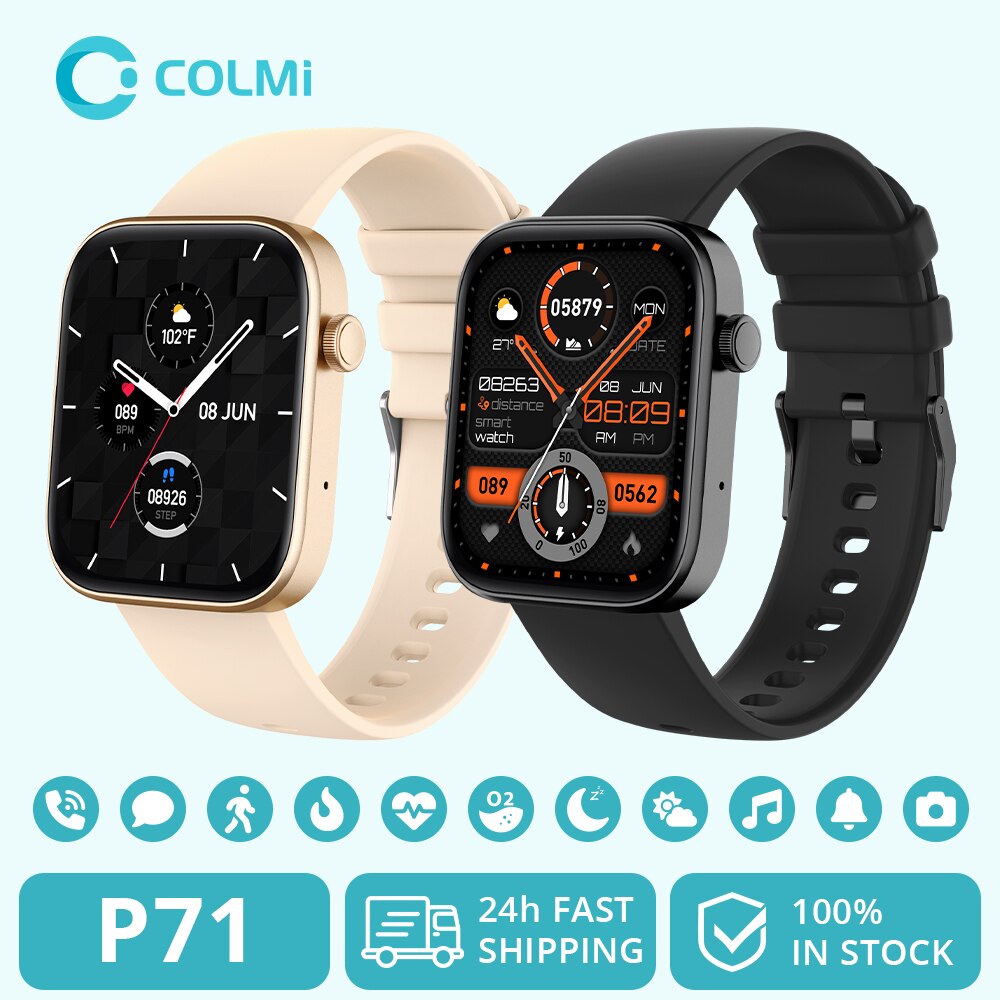 นาฬิกาอัจฉริยะ P71 colmi สำหรับผู้ชาย, นาฬิกาอัจฉริยะโทรออกด้วยเสียง IP68ตรวจสอบสุขภาพกันน้ำแจ้งเตือนอัจฉริยะช่วยสมาร์ทวอท์ชผู้หญิง