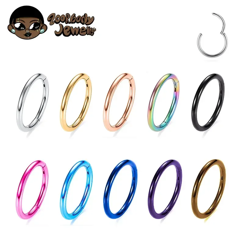 Piercing de Nariz de Titanio G23 F136 Grado Implante 14G 16G 18G 20G Clicker para Diafragma y Tragus, Joyería Corporal Sexy al por Mayor