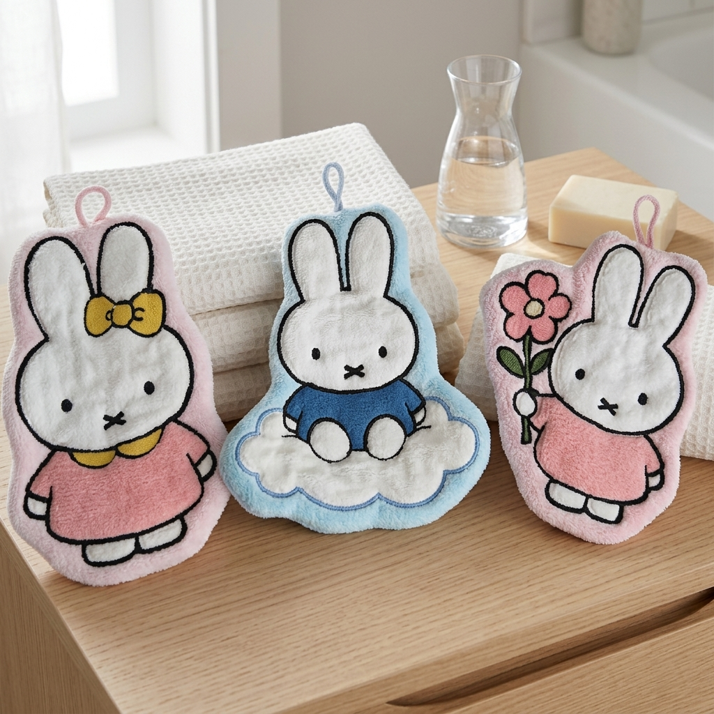 1/3 Unidades de Lenços de Mão Miffy Fofos e Espessos para Banheiro, Lenços de Desenho Animado, Presente, Acessórios Miffy