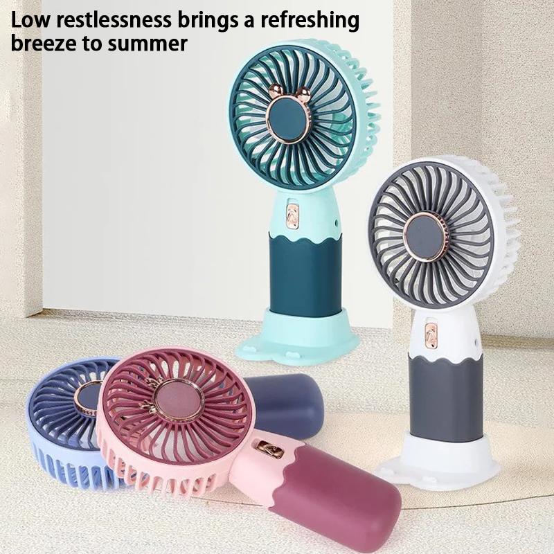 Mini Ventilador Eléctrico 2 en 1, Portátil, Recargable por USB, con Función de Soporte para Teléfono Móvil, para Verano