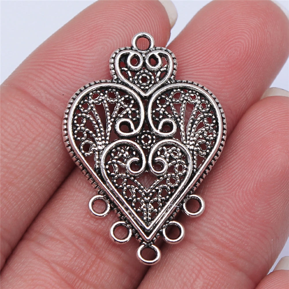 WYSIWYG 4pcs 35x25mm connettore per orecchini Color argento antico per gioielli che fanno risultati di gioielli fai-da-te