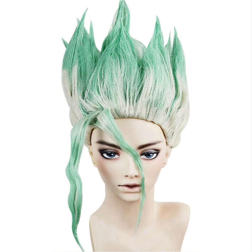 Парик для косплея HAIRJOY из аниме Dr.Stone Ishigami Senkuu, короткий синтетический реквизит из смешанных Зеленых Волос