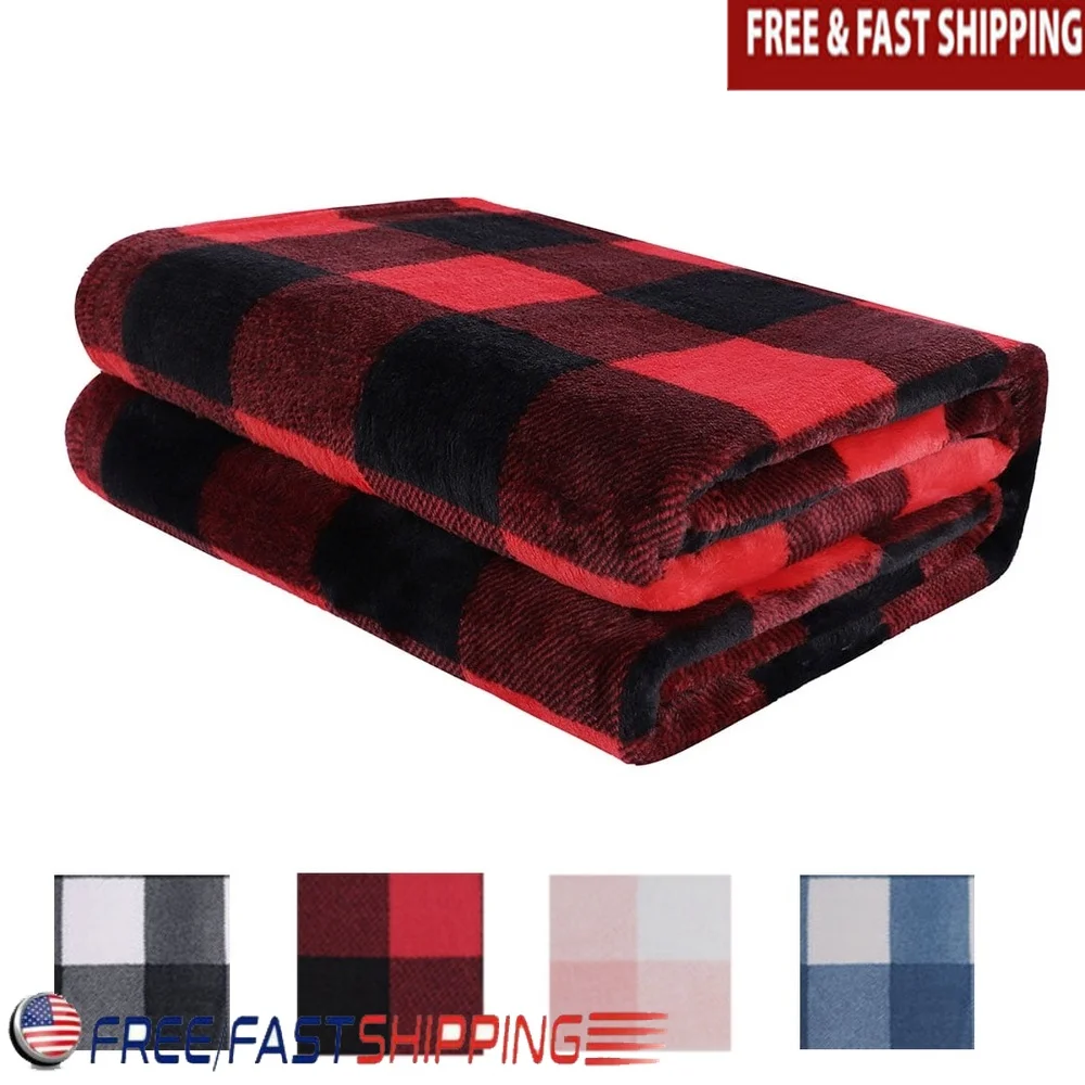 Weiche, karierte Fleecedecke aus Mikrofaser, leicht, bequem, warm, ideal für Couch, Bett, Büro, Heimgebrauch, Geschenk