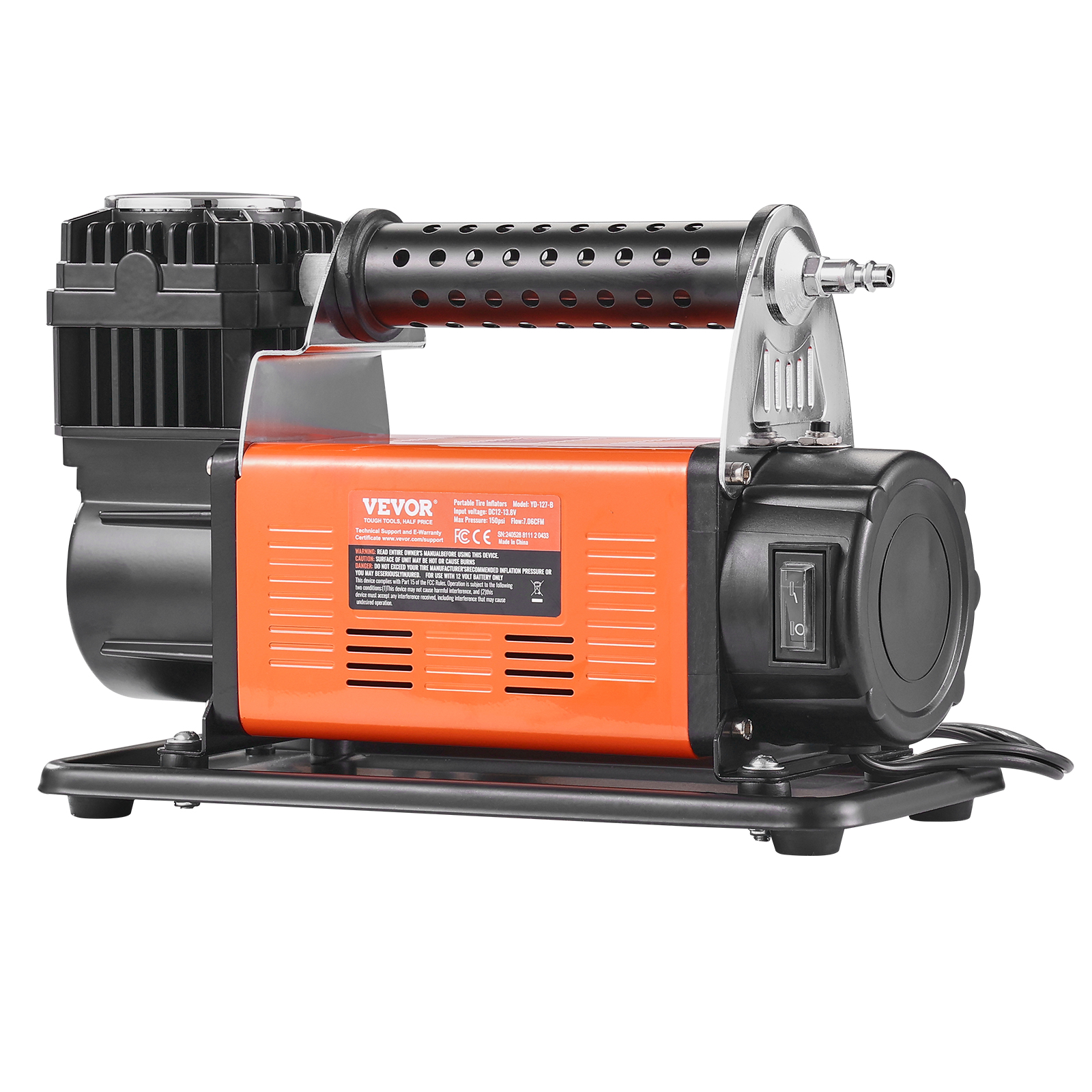 Kompresor do opon SucceBuy 6-10 CFM, wytrzymały kompresor powietrza dwucylindrowy 150 PSI z adapterami do ciężarówek i samochodów