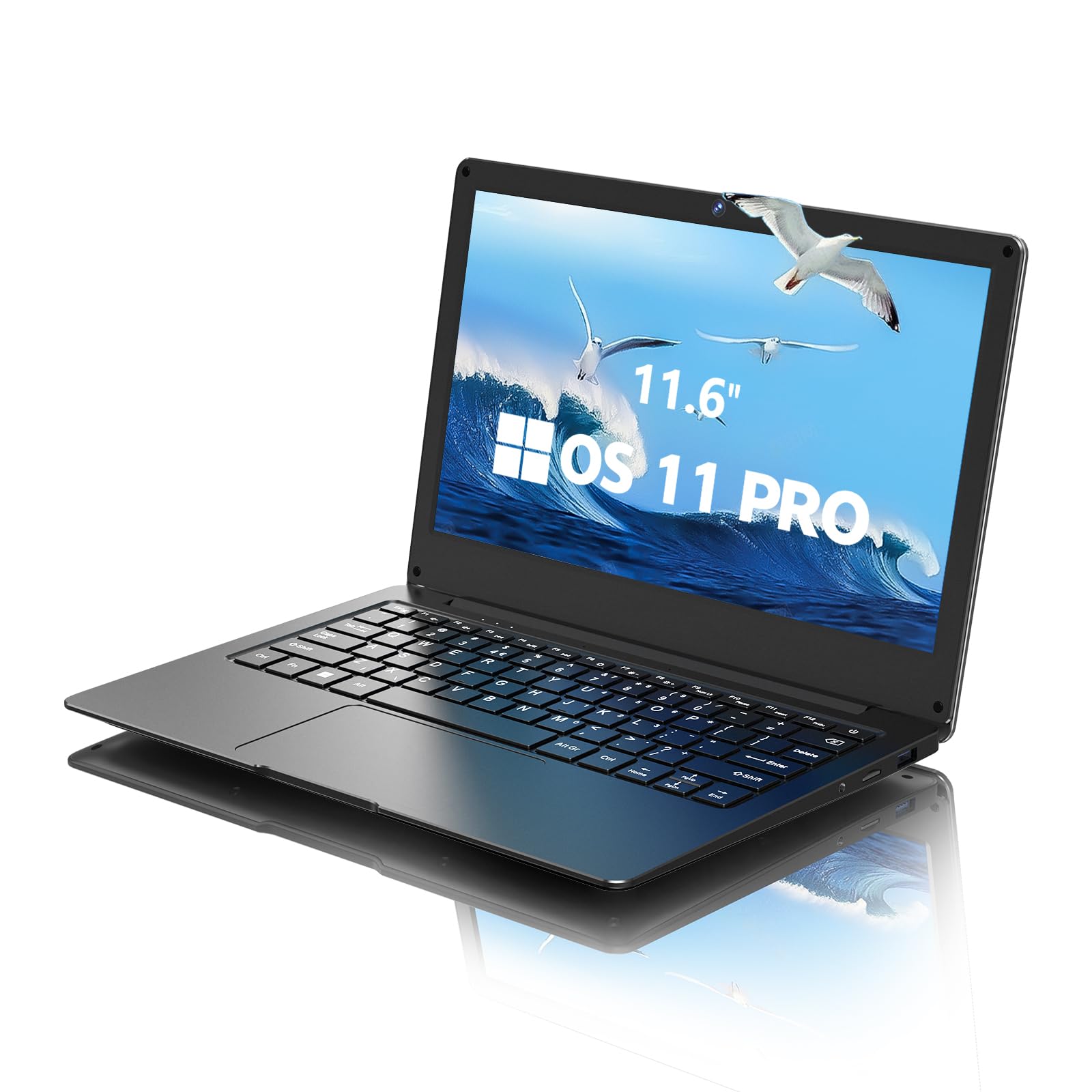 Azeyou Pantalla HD para computadora portátil de 11,6 pulgadas, computadora portátil para estudiantes con procesador N4000 de 4 GB, 4000 mAh, teclado en inglés ruso OS 11 portátiles profesionales