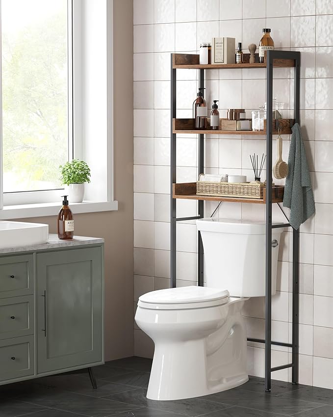 Vasagle-Toiletten regal, 3-stufiges Toiletten regal, platzsparendes Badezimmer regal, einfache Montage, für Waschküche, Industries til