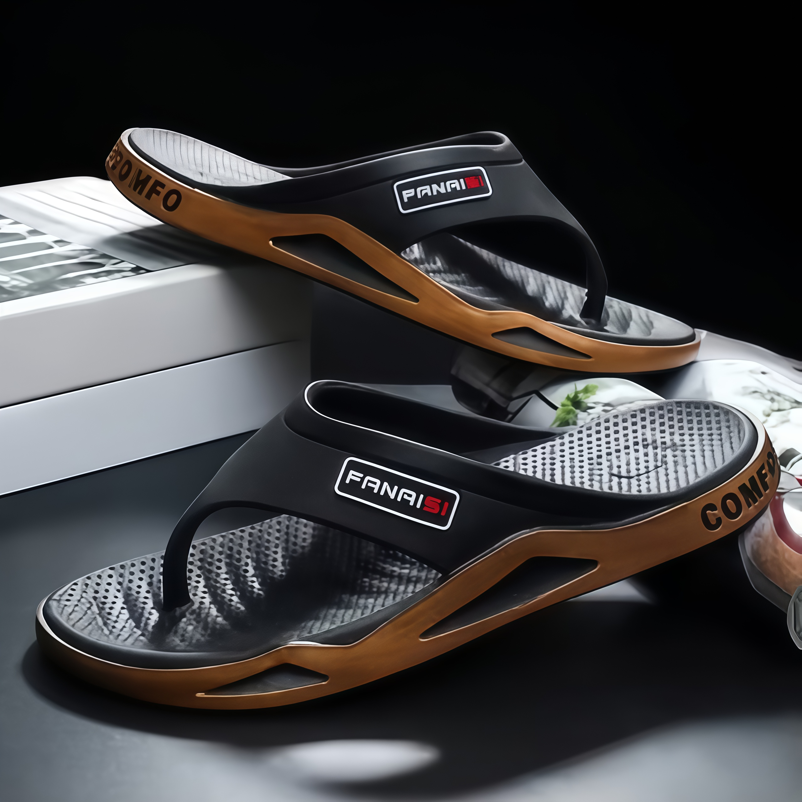 Chinelo Masculino Novo de Verão e Primavera, Casual, com Blocos de Cores, Versátil, Confortável em EVA, para Uso Diário Interno, Doméstico, Banheiro e Externo