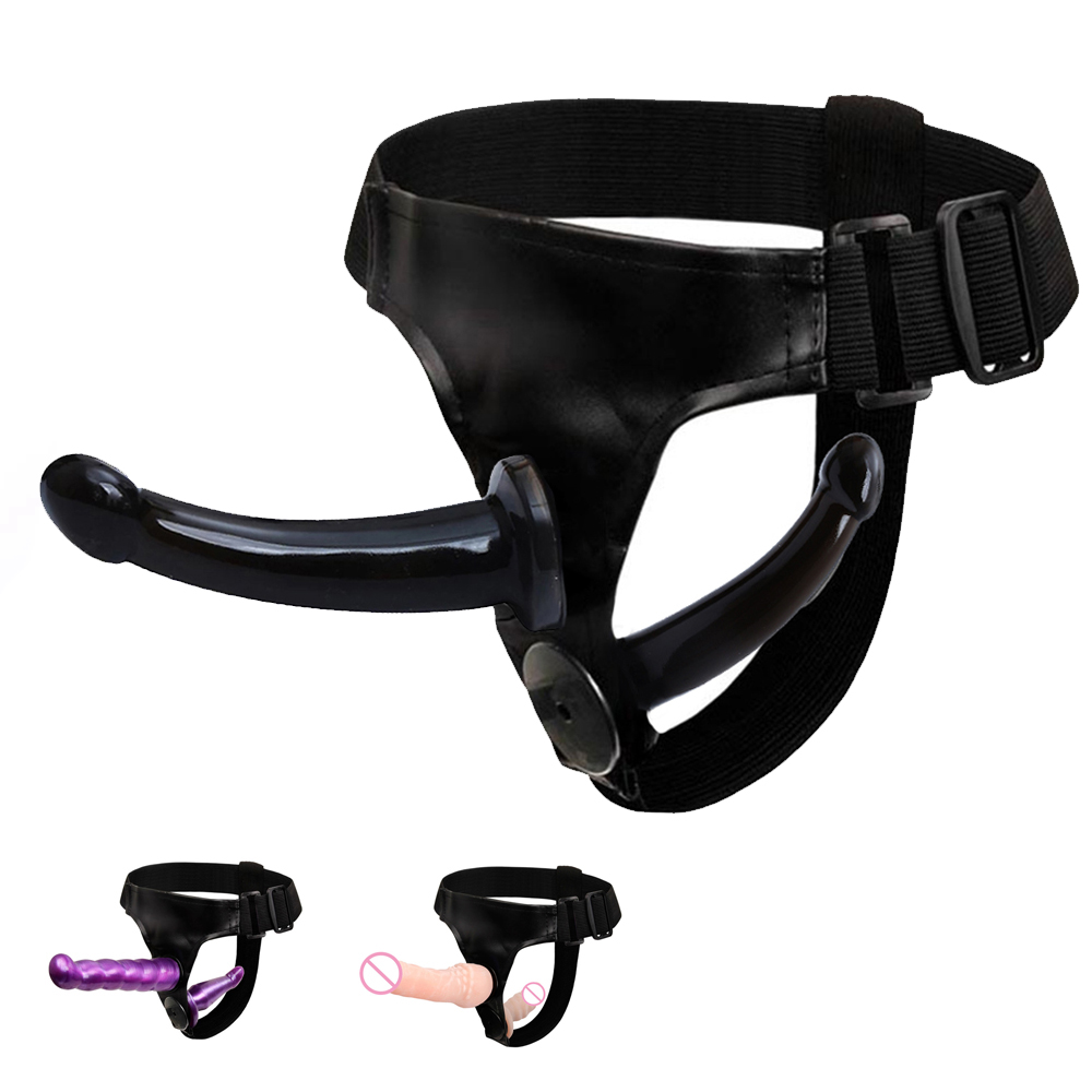 Morbido Lesbiche Strapon Harness Dildo Doppio Cinturino in Silicone Cazzo Pene Realistico Giocattoli Adulti Del Sesso per la Donna Prodotti Intimi