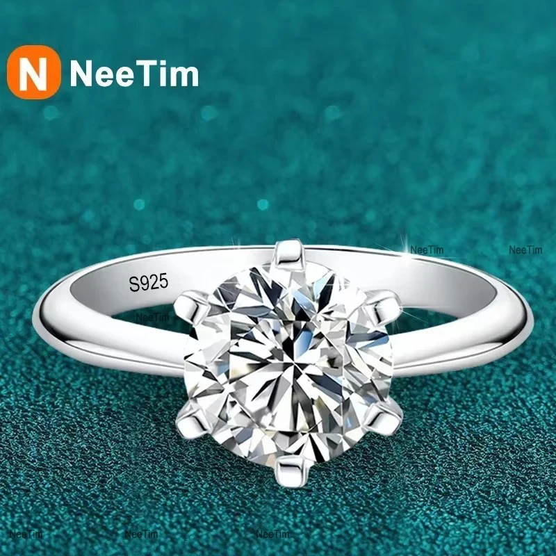 Neequer1-5CT-Bague Moissanite en Argent S925 pour Femme, Anneau de Fiançailles, Bague de Mariage, Diamant de Laboratoire, Bijoux ignorés