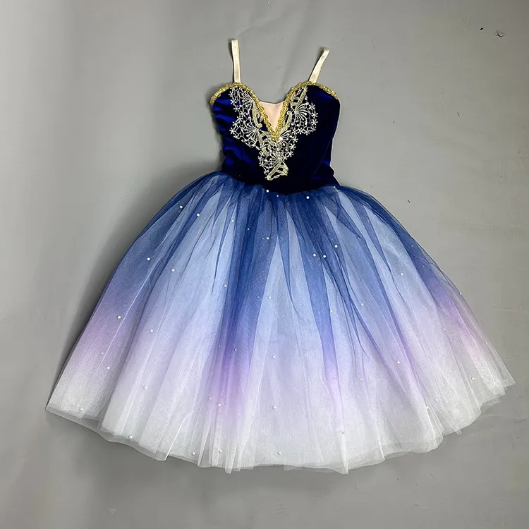 Professional tutu long romantic tutu flower suspender ballet swan lake ballet ladies children girl fairy ballet costume women
