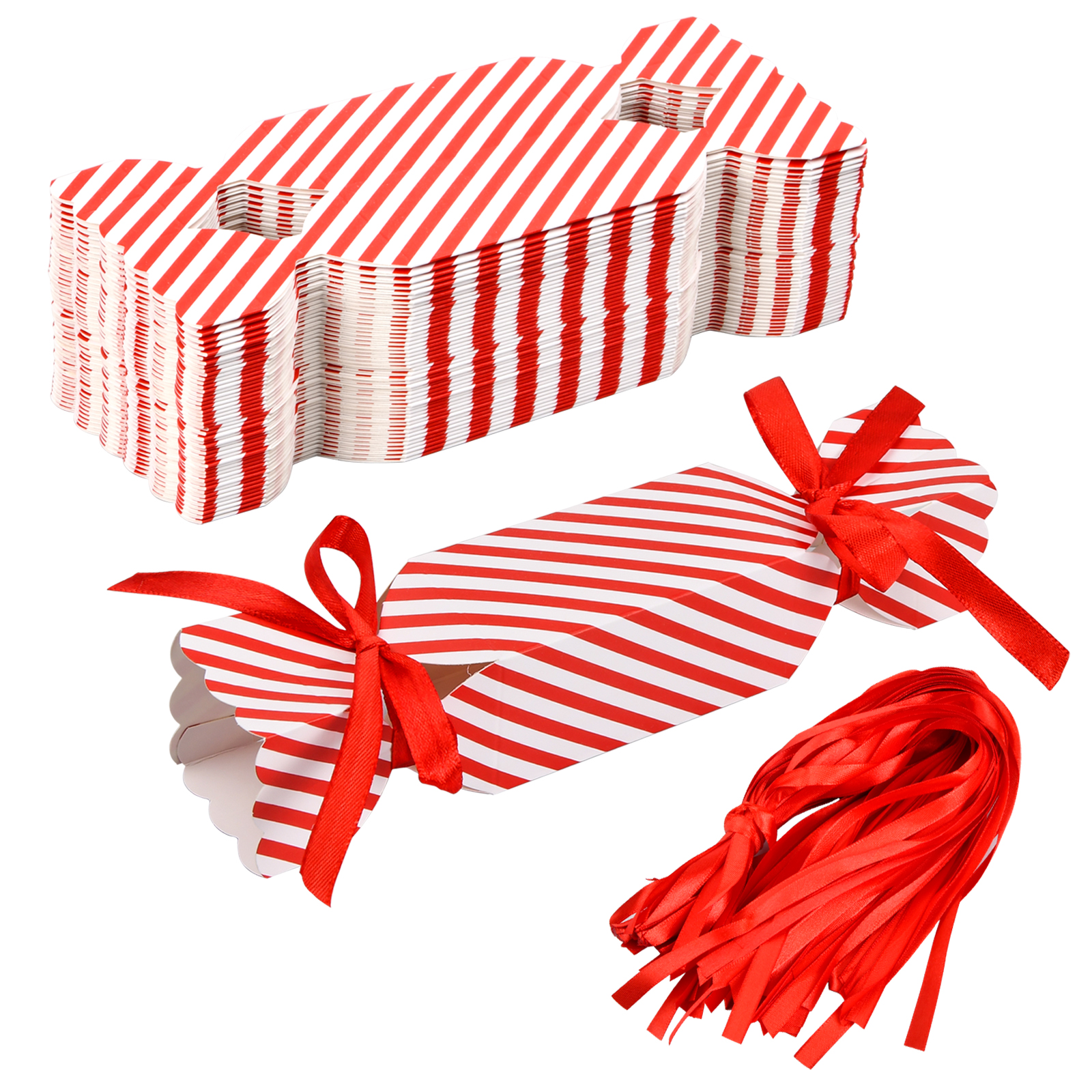 Caja de dulces para Navidad con cintas, decoración de galletas de Chocolate, regalo de fiesta, cajas de embalaje de papel para boda, Navidad, 10 Uds.