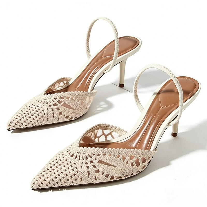 Escarpins à bout pointu Weave Designer, sandales pour femmes, chaussures de soirée de marque tendance, talons élégants pour femmes, été 2026