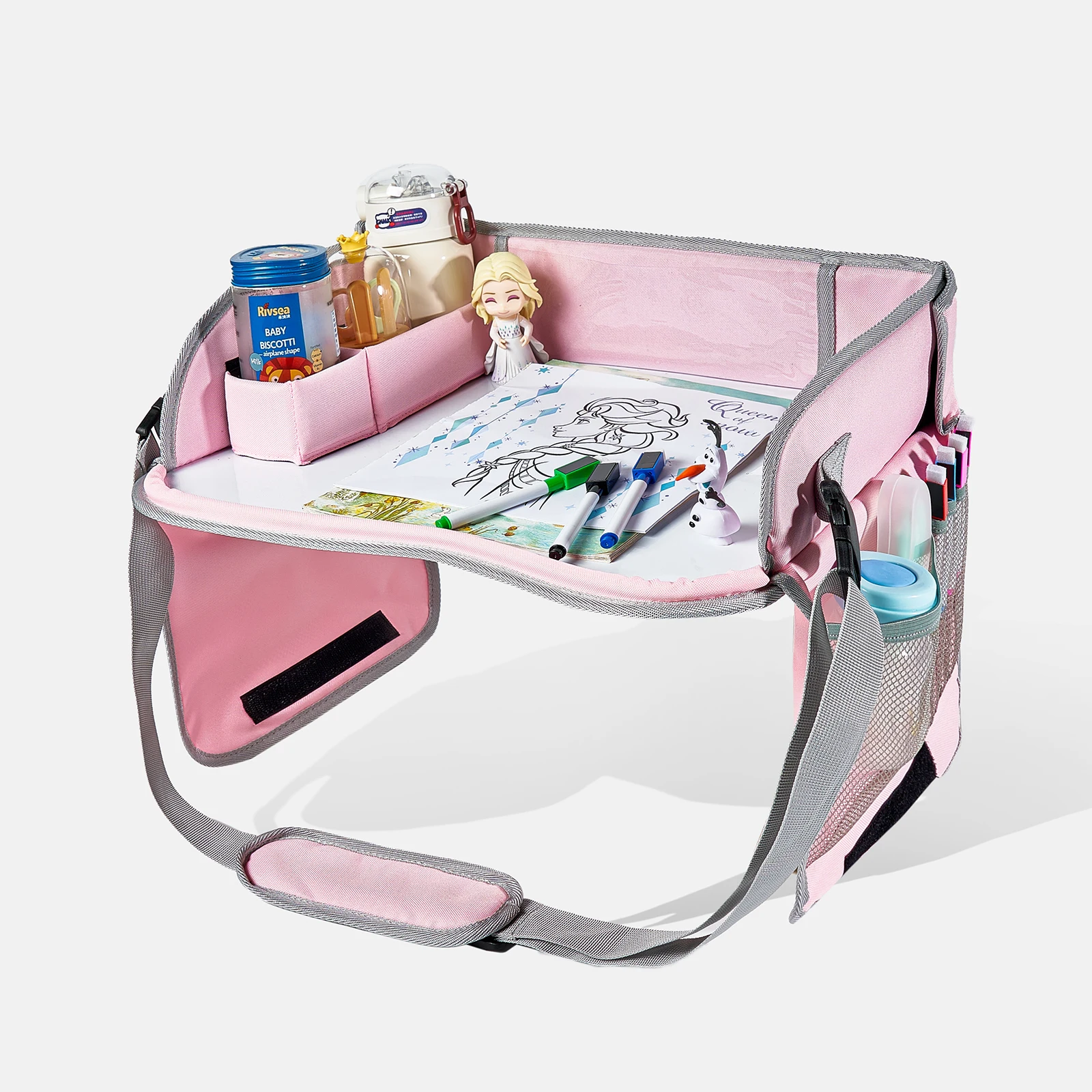 Bandeja de viagem portátil para crianças, cor sólida, sem flor, assento de carro, viagem, pintura de carro, bandeja, viagem, suporte de mesa de jogo