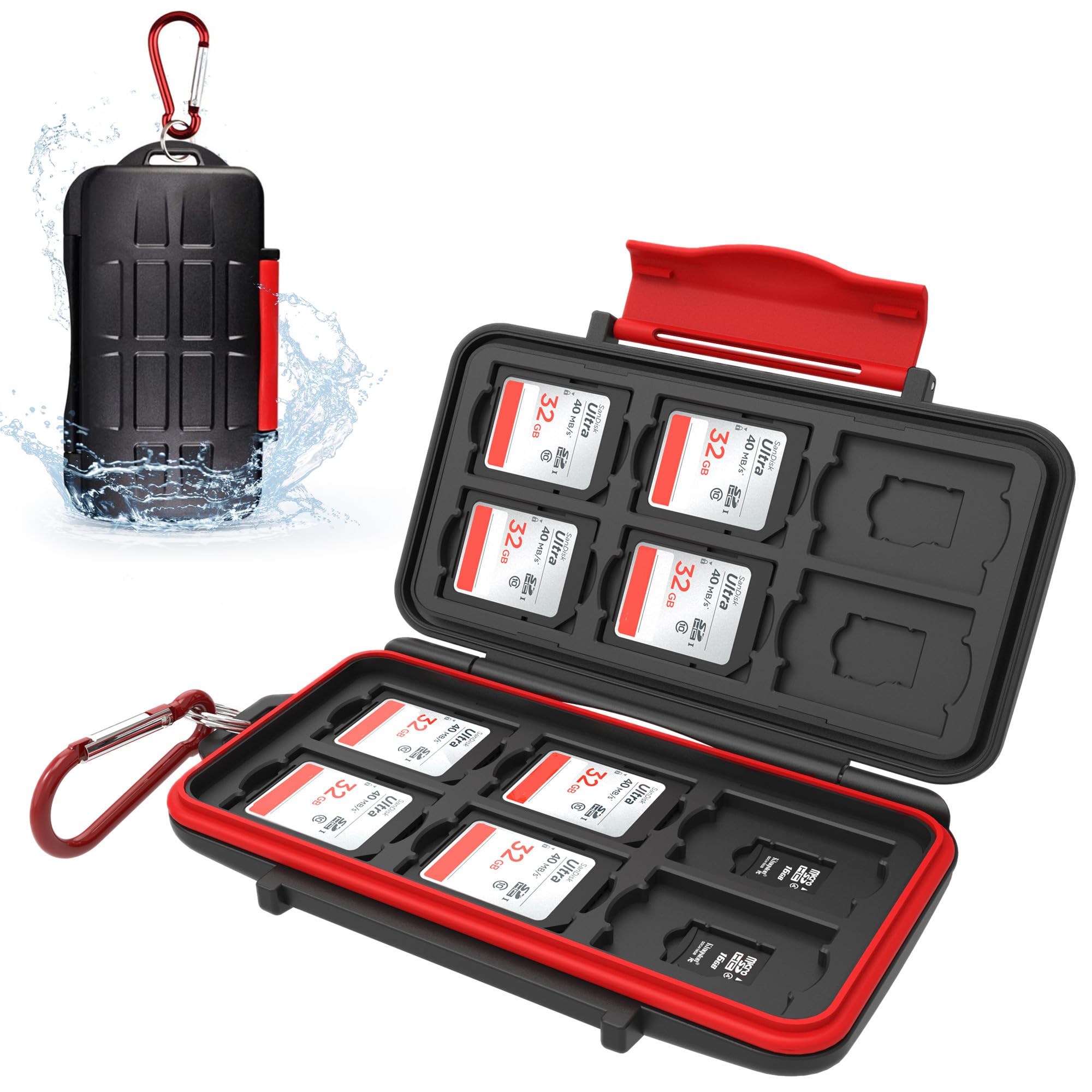 Professional Waterproof Holder Storage SD SDHC SDXC TF Memory Card Case Protector Cover  for 12 SD Cards & 12 Micro SD Cards