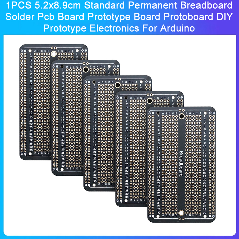 표준 영구 브레드보드 솔더 PCB 보드 프로토타입 보드, 아두이노용 DIY 프로토타입 전자 제품, 5.2x8.9cm, 1 개