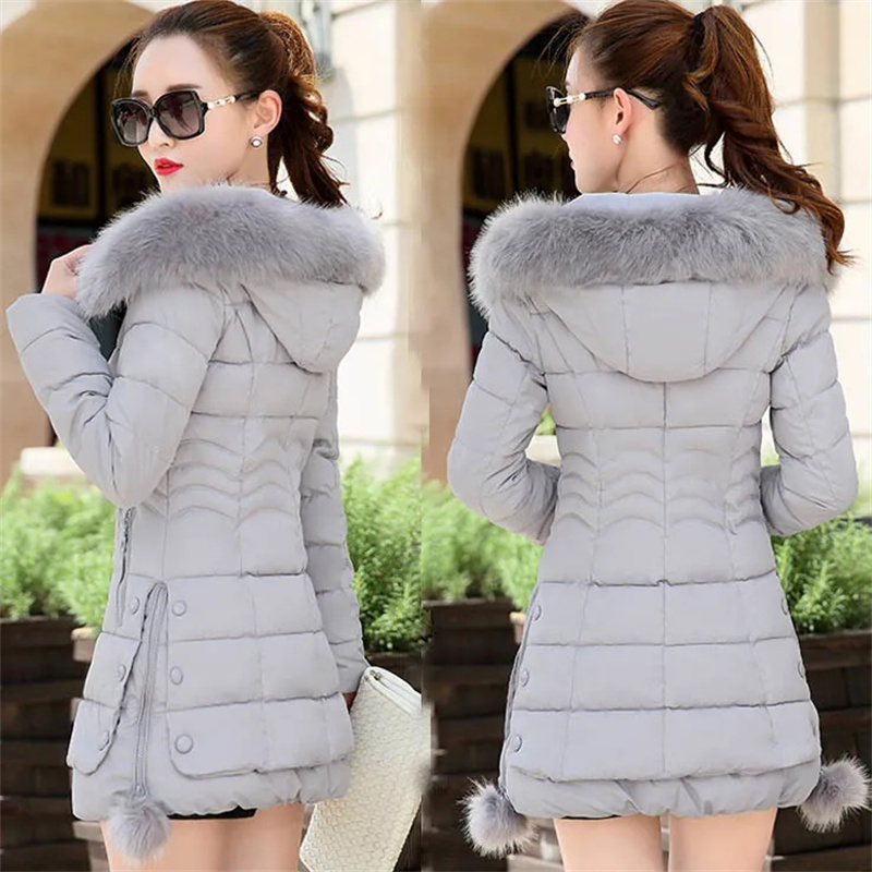 Cotton-Padded Jacket Women In Long 2023 New Autumn Winter Thickened Big Wool Collar Cotton Coat Korean Slim Cotton-Padded Coat
