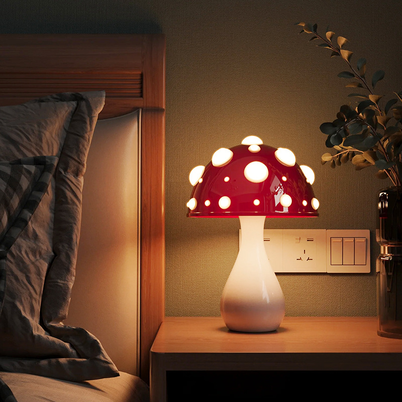 Lampka na biurko z grzybem Shiitake Lampka z grzybem Amanita z trójkolorową żarówką LED G9 Zasilanie AC lub USB DC Oświetlenie biomimetyczne