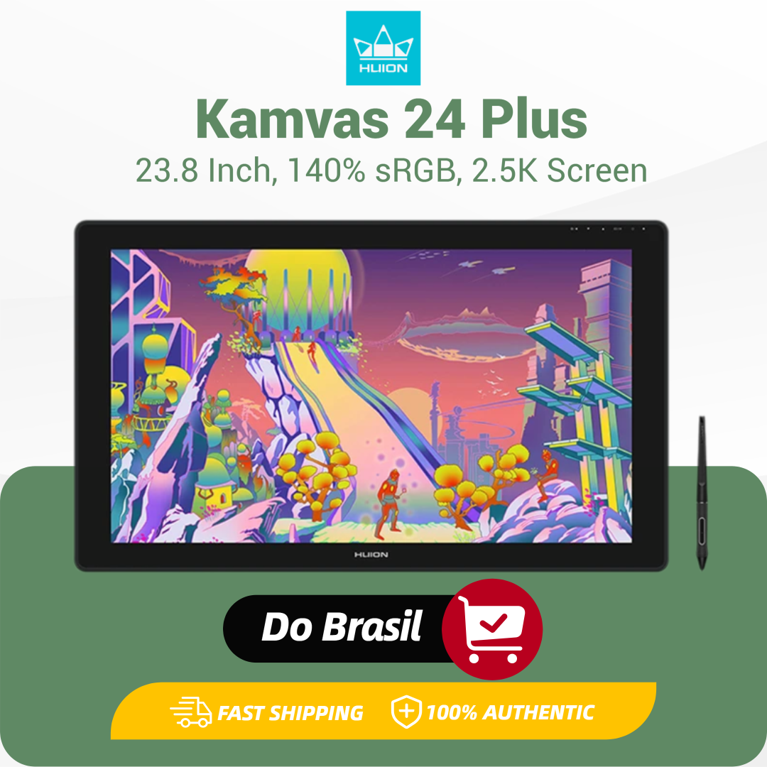 HUION Kamvas 24 Plus 23,8 cala tablet graficzny monitor z ekranem IPS QLED ekran w pełni laminowany 140% sRGB wyświetlacz do rysowania pióro cyfrowe 8192 poziomy nacisku