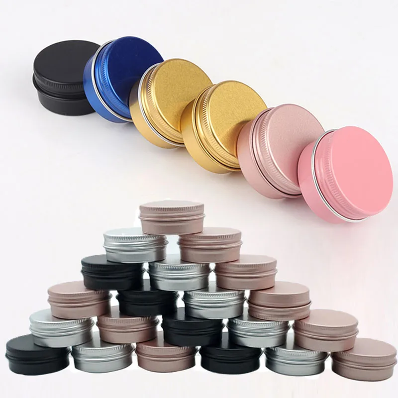10Pcs 5g 10g 15g 20g 30g 50g 60g 빈 금속 알루미늄 통 캔 스크류 탑 라운드 캔들 스파이스 페이스 크림 캔 인감 뚜껑 용기