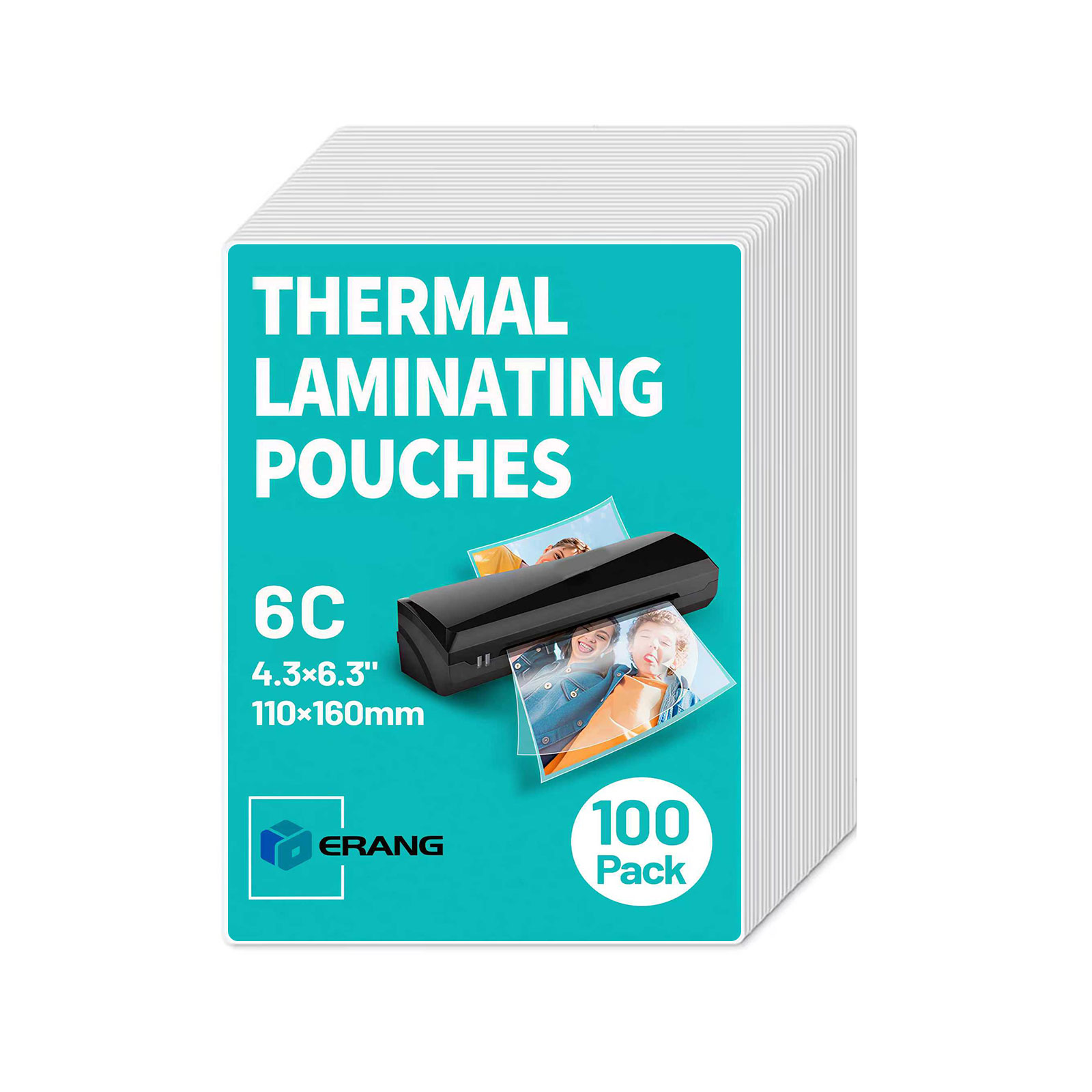 Lot de 100 pochettes de plastification thermique 6C - 4R (11x16cm) Feuilles de plastification thermique transparentes en plastique pour plastifieuse avec coins arrondis